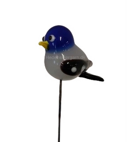 Nipsenåle med glas figur grå blå fugl